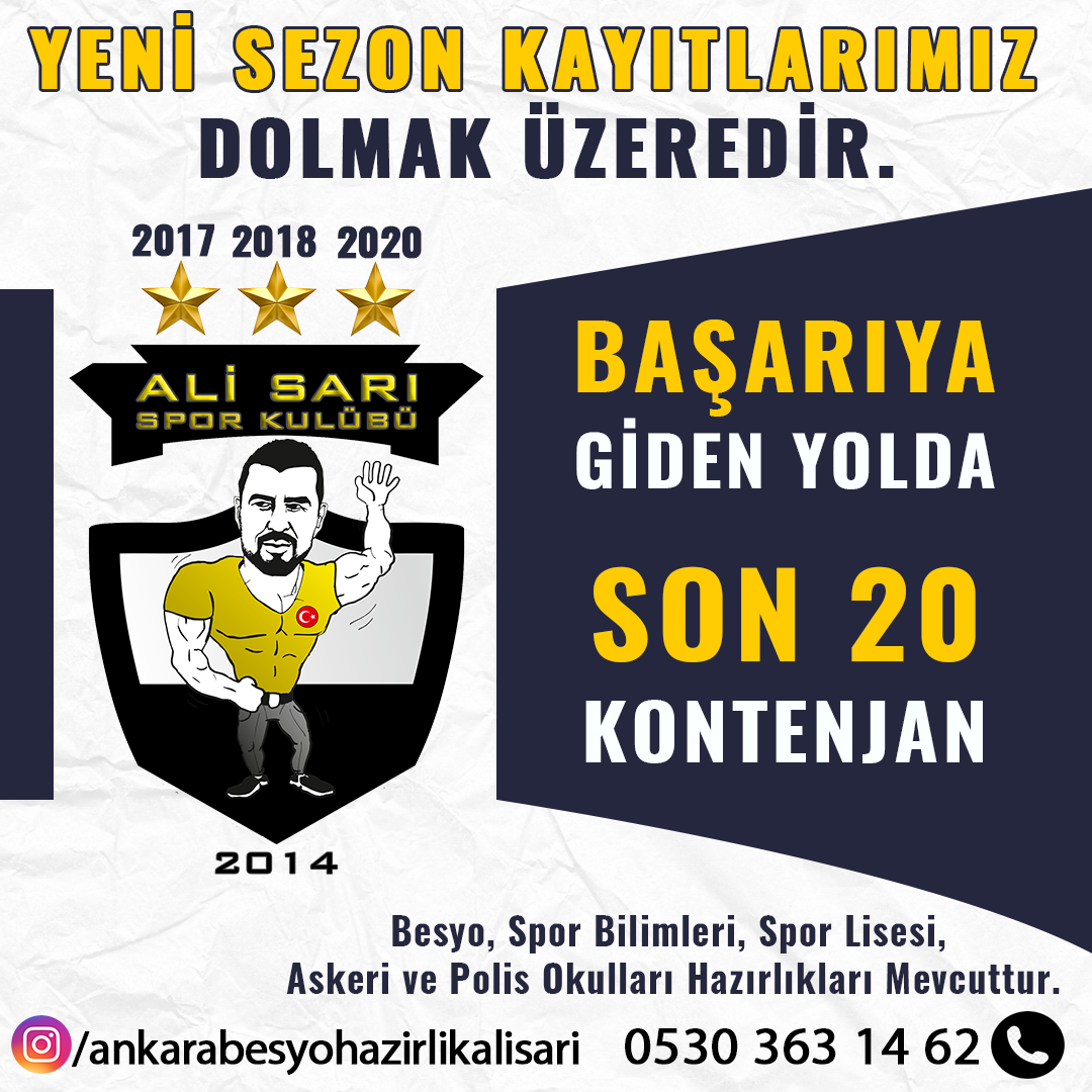 BAŞARIYA GİDEN YOLDA SON 20 KONTENJAN